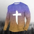 thumbnail image 2 of ZCFZJW Ombre Sweatshirts for Men Casual Tie Dye Gradient Cross Print Long Sleeve Crewneck Pullover Tops Trendy Athletic Basic T-Shirts Purple#01 XL, 2 of 3