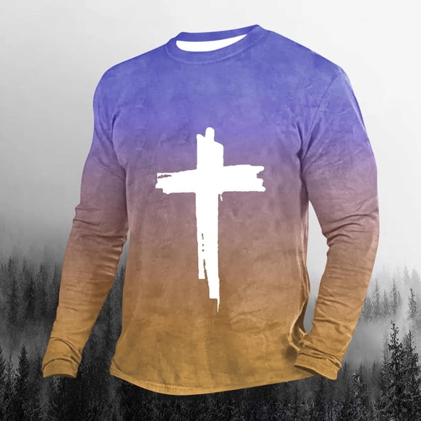 Blusas y camisas de manga larga con cuello redondo para hombre, blusa informal de moda con cuello redondo y estampado de manga larga, blusa de poliéster para hombre.