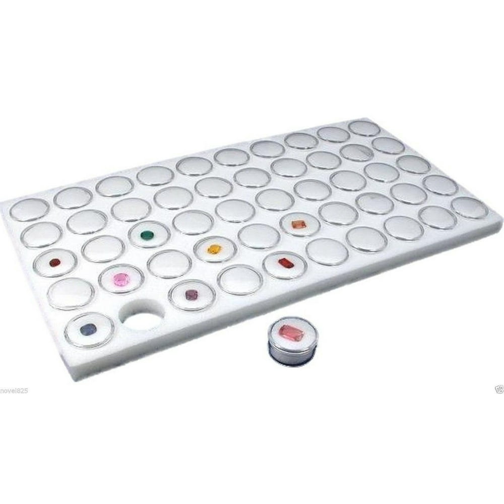 Novel Box New 50 White Foam Gem Jars Gemstone Storage Display Tray