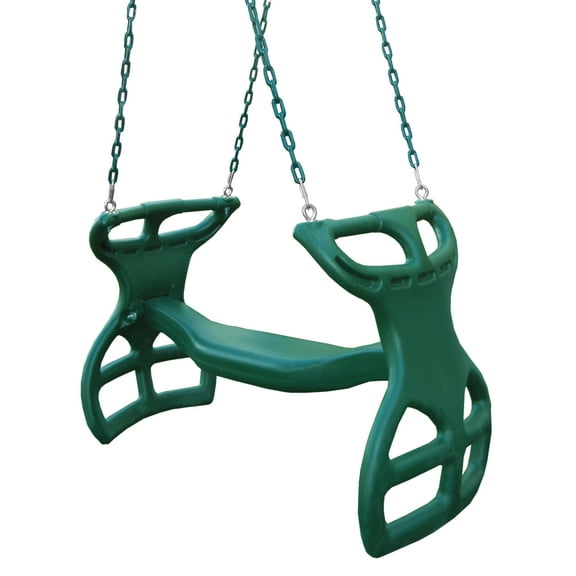 Gorila Playsets Dual Ride Glider with Green Coated Chains - Green