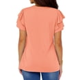 thumbnail image 5 of UVN Summer Blouse for Women Ruffle Short Sleeve Shirts V Neck Button Down Elegant Ladies Tops, 5 of 9