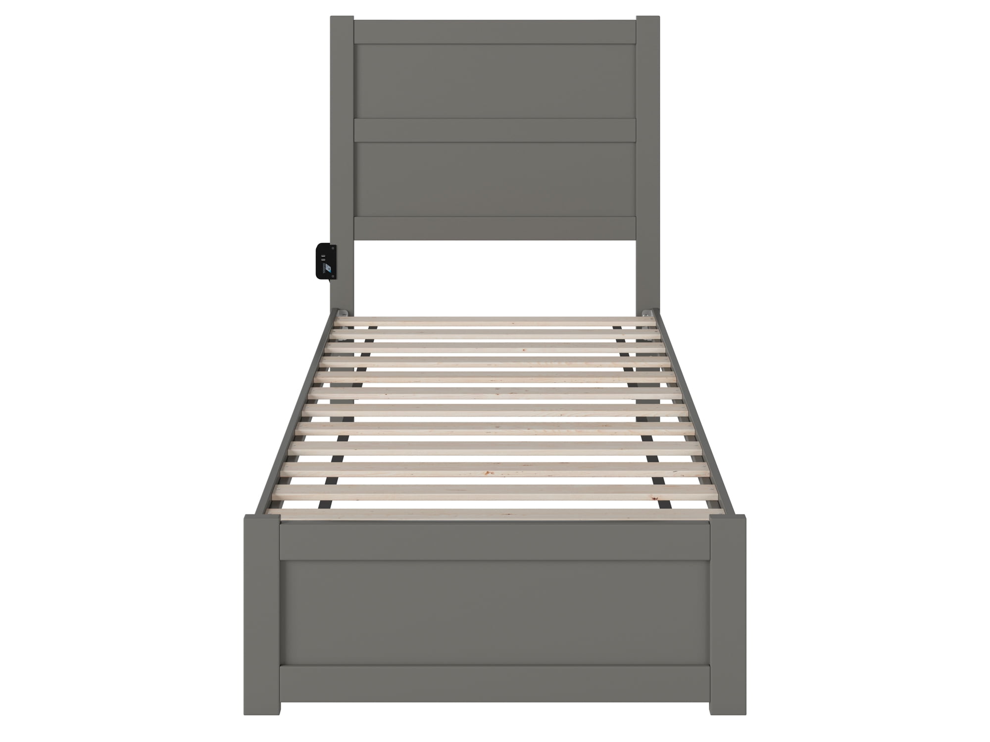 AFI NoHo 14" Twin Wood Platform Bed with Modern Panel Headboard and Footboard, Grey
