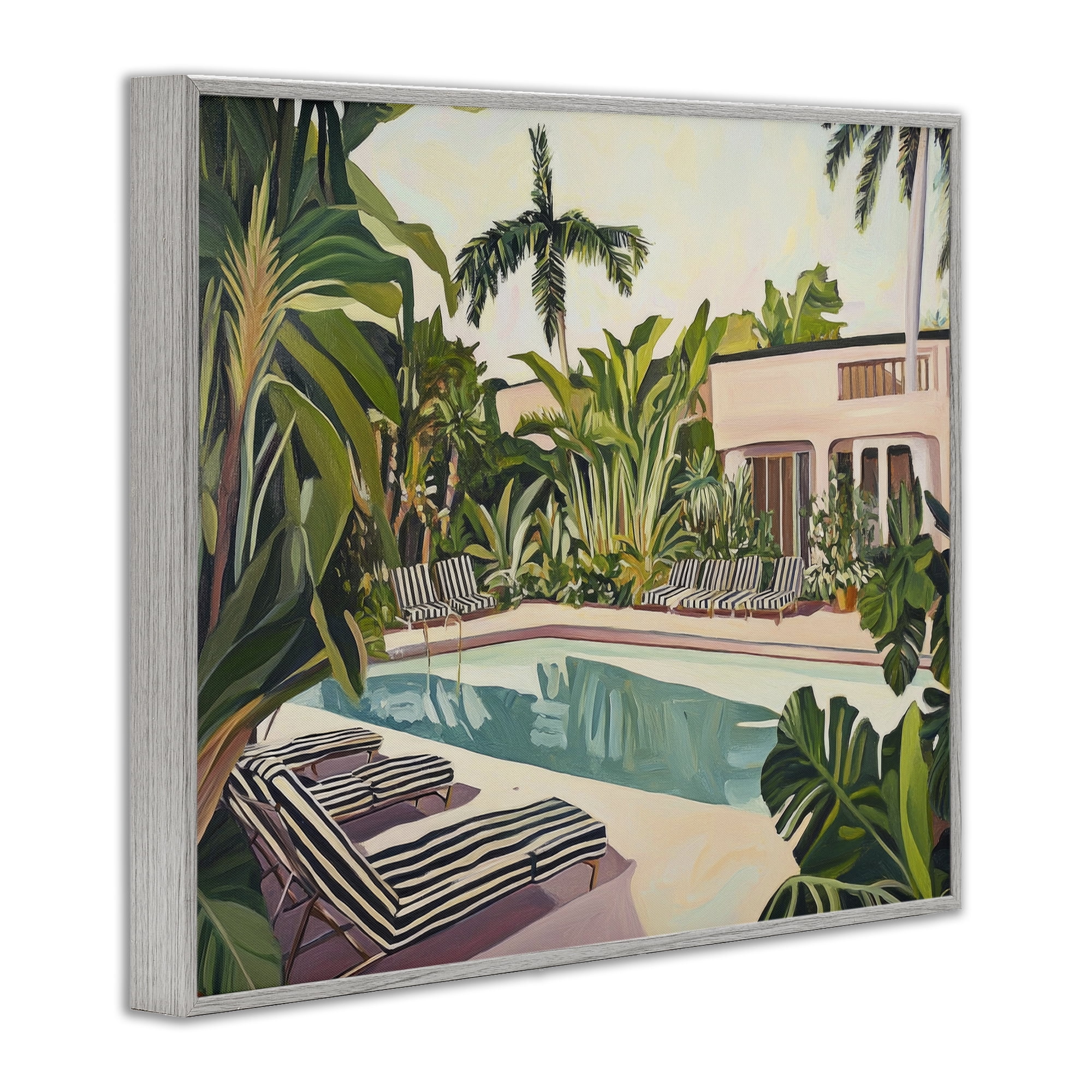 Stupell Industries Poolside Resort Lounge Chairs Gray Framed Giclee Art, design by Sisi and Seb