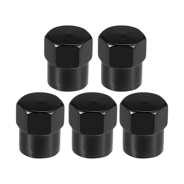 Unique Bargains 5 tapas universales para vástago de válvula de neumático, cubiertas de vástago de válvula para coches, SUV, bicicletas, camiones, aleación de aluminio, color negro