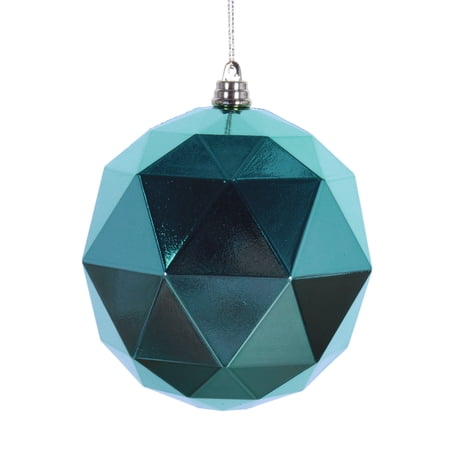 Vickerman 6 Seafoam Green Geometric Ball Ornament Featuring a Shiny Finish. Comes 4 per bag