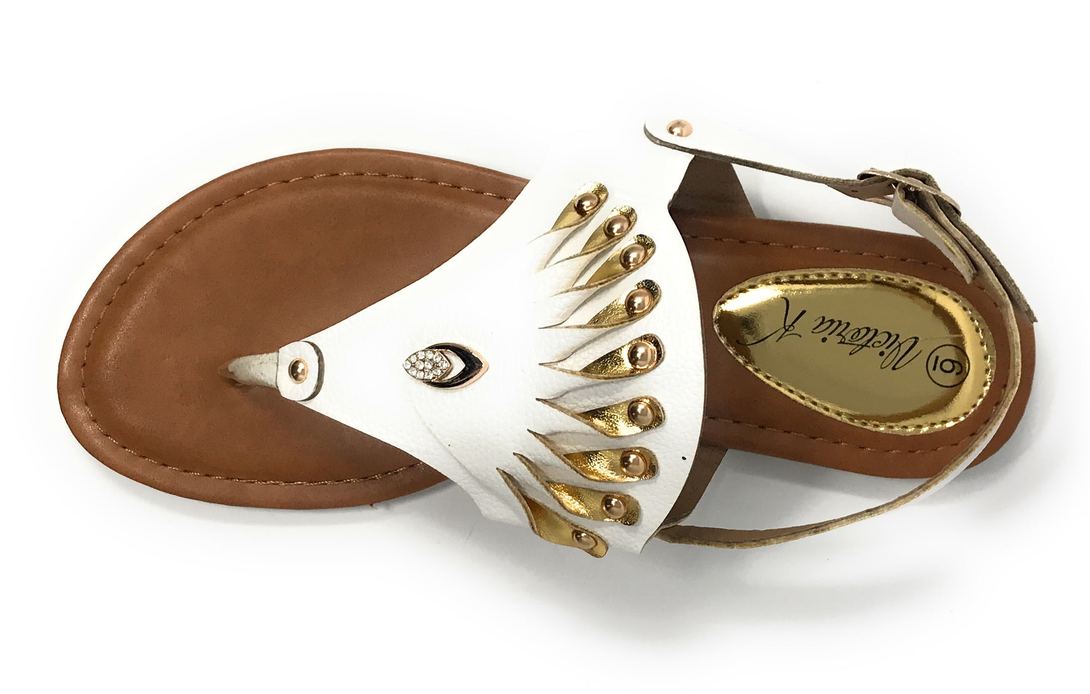 Victoria K Women's Gold Applique With Studs Sandals