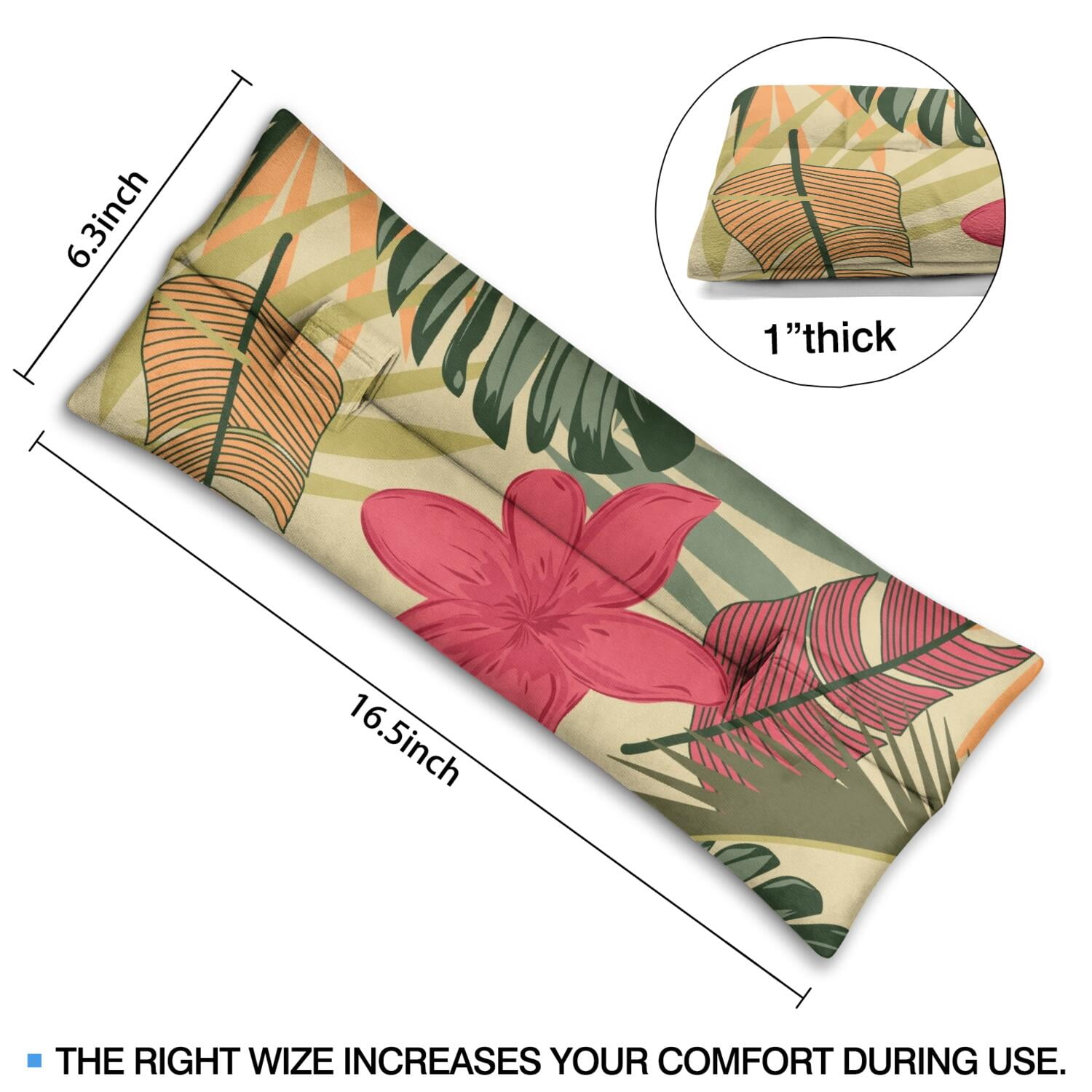 Summer Seat Belt Cushion for Surgery - Hawaiian Floral Mastectomy Pillow - Pressure Relief Heart Surgery Recovery Cushion with Palm Inspired Colors