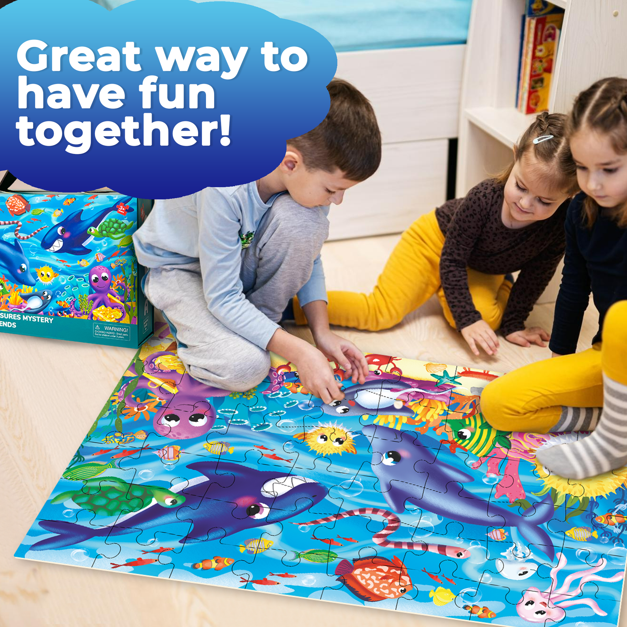 Giant Floor Puzzles for Kids - Ages 4-6 - Ocean 2x3 Feet 48 Piece Puzzles for Toddlers 3-5 by QUOKKA