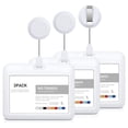 thumbnail image 1 of Retractable Badge Holders, Plastic Sliding ID Badge Holder With Retractable Badge Reel Clips, 3 Pack Horizontal White, 1 of 6