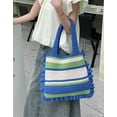 thumbnail image 4 of Kukuzhu Knitted Hobo Bag for Women Shoulder Purse Handbag Large Crochet Totes Lightweight Woven Stripe Top Handle Bag, 4 of 8
