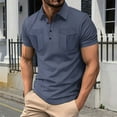 thumbnail image 2 of Summer Men's Lapel Button Double Pocket Solid Color Polo Shirt - Short Sleeve, Casual Fit, 2 of 4