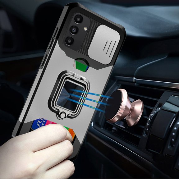 For Samsung A14 5G Case Multi-Use Card Magnetic Ring Stand w/ Camera Protection