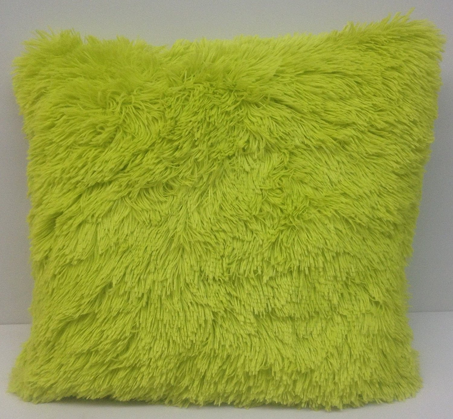 Set of 2 Large Shaggy Faux Fur Throw Pillows, 20 inches by 20 inches