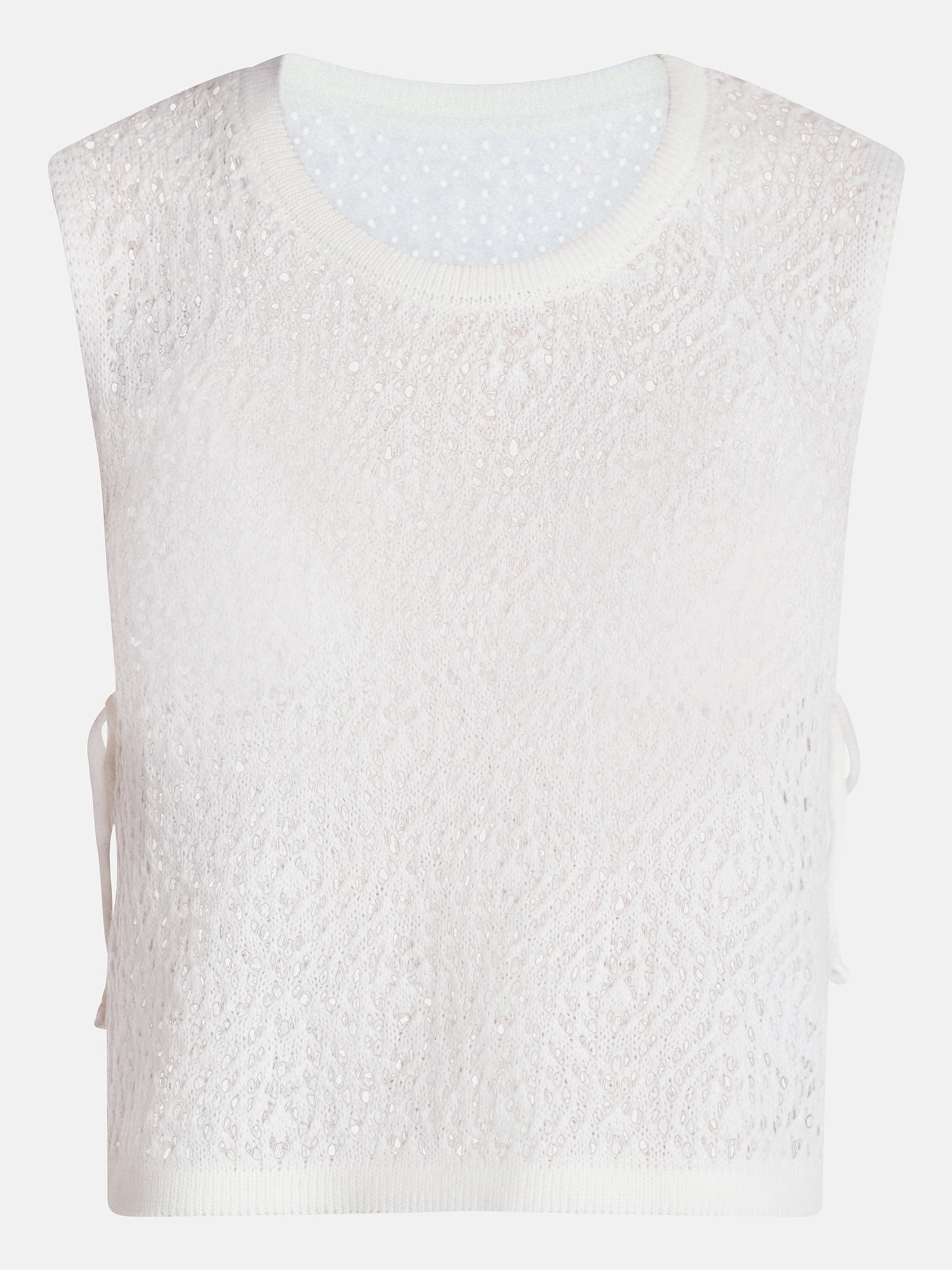 No Boundaries Cropped Crochet Knit Poncho with Side Ties, Women's