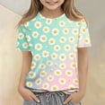 thumbnail image 5 of Abcomgle Girls Summer Tshirts 4-16 Crewneck Daisy Flower Print Girls Shirts Short Sleeve Toddler Girls T-Shirts Summer Cute Cotton Toddler Tops Girls, 5 of 5