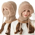 thumbnail image 3 of 3 in 1 Beanie Hat with Scarf and Mask, Women Fleece Lined Beanie Hat Scarf Mask Set, Autumn and Winter Knitted Hat for Women, 3 of 6