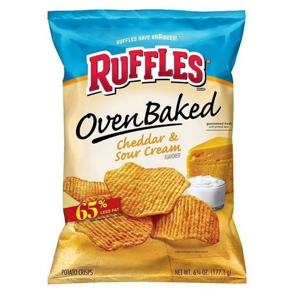 Ruffles Baked Potato Chips Cheddar & Sour Cream 6.25 oz Pack of 2