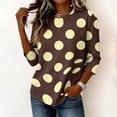 thumbnail image 5 of JULMCOMO Shirts for Women Polka Dot 3/4 Sleeve Crew Neck Casual Loose Fit T Shirts Retro Dot Trendy Comfy Tunic Tops Brown 2XL, 5 of 6