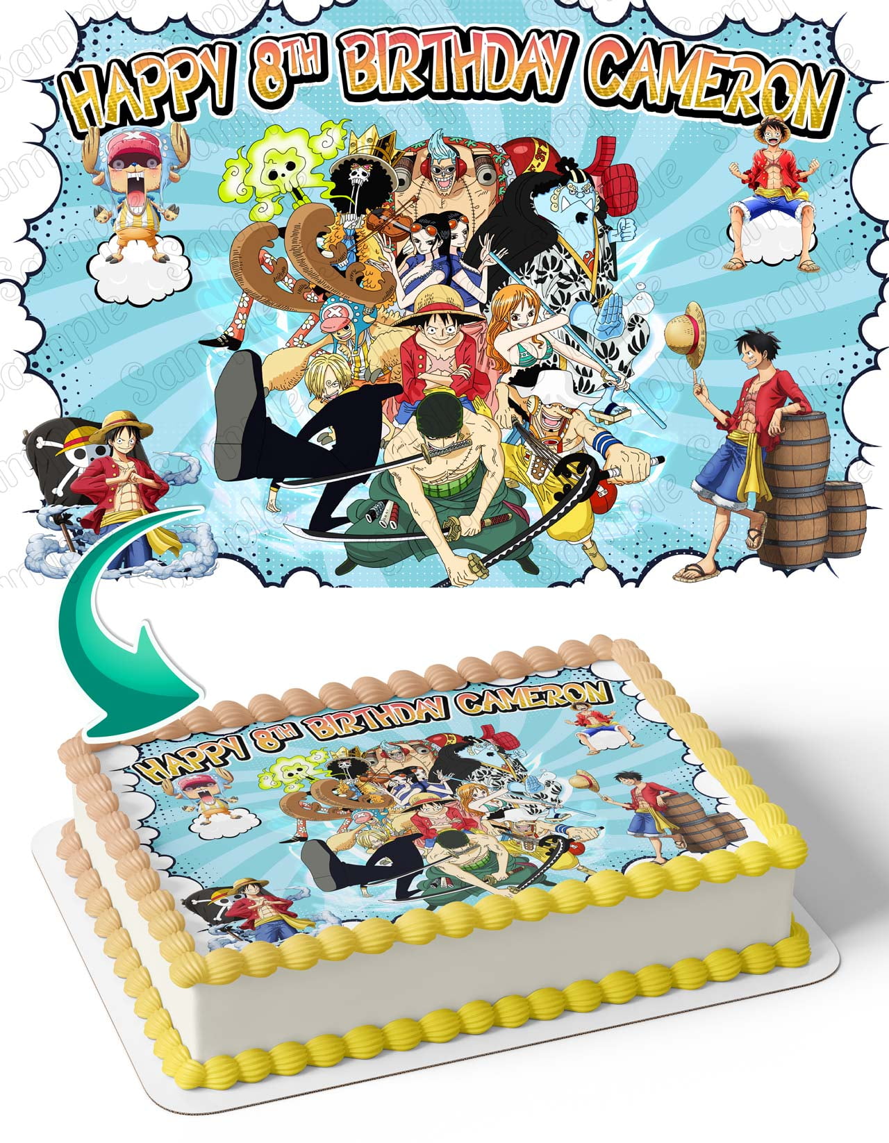 One Piece Crew Pirates Adventures Team Luffy P Edible Cake Image Topper Birthday  Cake Banner 1/4 Sheet - Walmart.com, image size:1280x1646