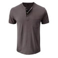 thumbnail image 5 of Men's Spring Summer Retro T-Shirt - Business Casual Travel Buttons O Neck Solid Short Sleeve, 5 of 5