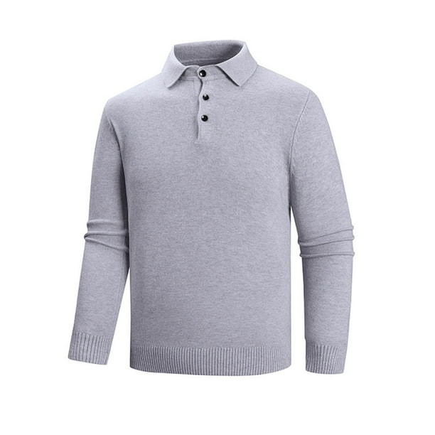 pstuiky hombres de manga larga, Suéter informal de moda para hombre, con botones, solapa y elasticidad, capa base de punto, manga larga tops de invierno para hombre xxxxxl