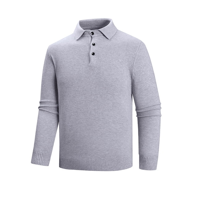 pstuiky manga larga para hombre, Suéter informal de moda para hombre, con botones, solapa y elasticidad, capa base de punto, manga larga Tops de hombre l