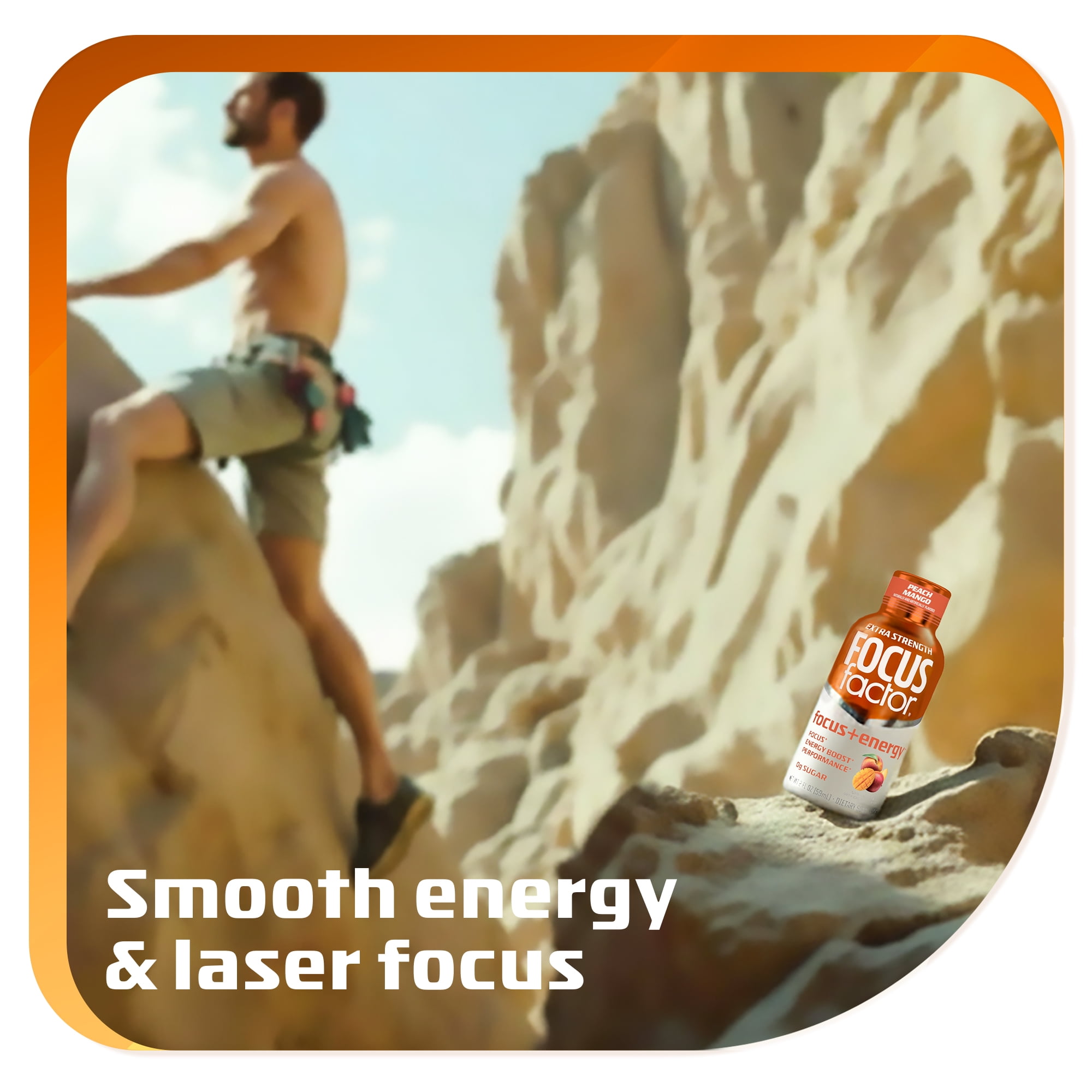 Focus Factor Extra Strength Focus + Energy Shots - 12 x 2oz Bottles (Peach Mango Flavor) - L-Theanine, Ginkgo, Bacopa, L-Tyrosine, Alpha GPC
