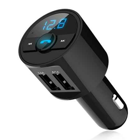 Bluetooth 4.2 Car USB Charger FM Transmitter Radio Music Player Adapter with Hand-Free Calling, Dual USB Fast Charging and Digital Tube (Best Android Music Player For Car)