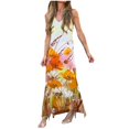 thumbnail image 1 of Robe d'Été Décontractée Sans Manches à Col Rond Imprimé pour Femmes, 1 of 5
