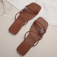 thumbnail image 5 of Xfvqtps Womens Slippers Large Size Simplicity Three Straps Butterfly Rhinestone Bling Shine Flat Bottomed Square Open Toe Breathable Comfortable Non-Slip Summer Casual Slippers Brown, 5 of 6