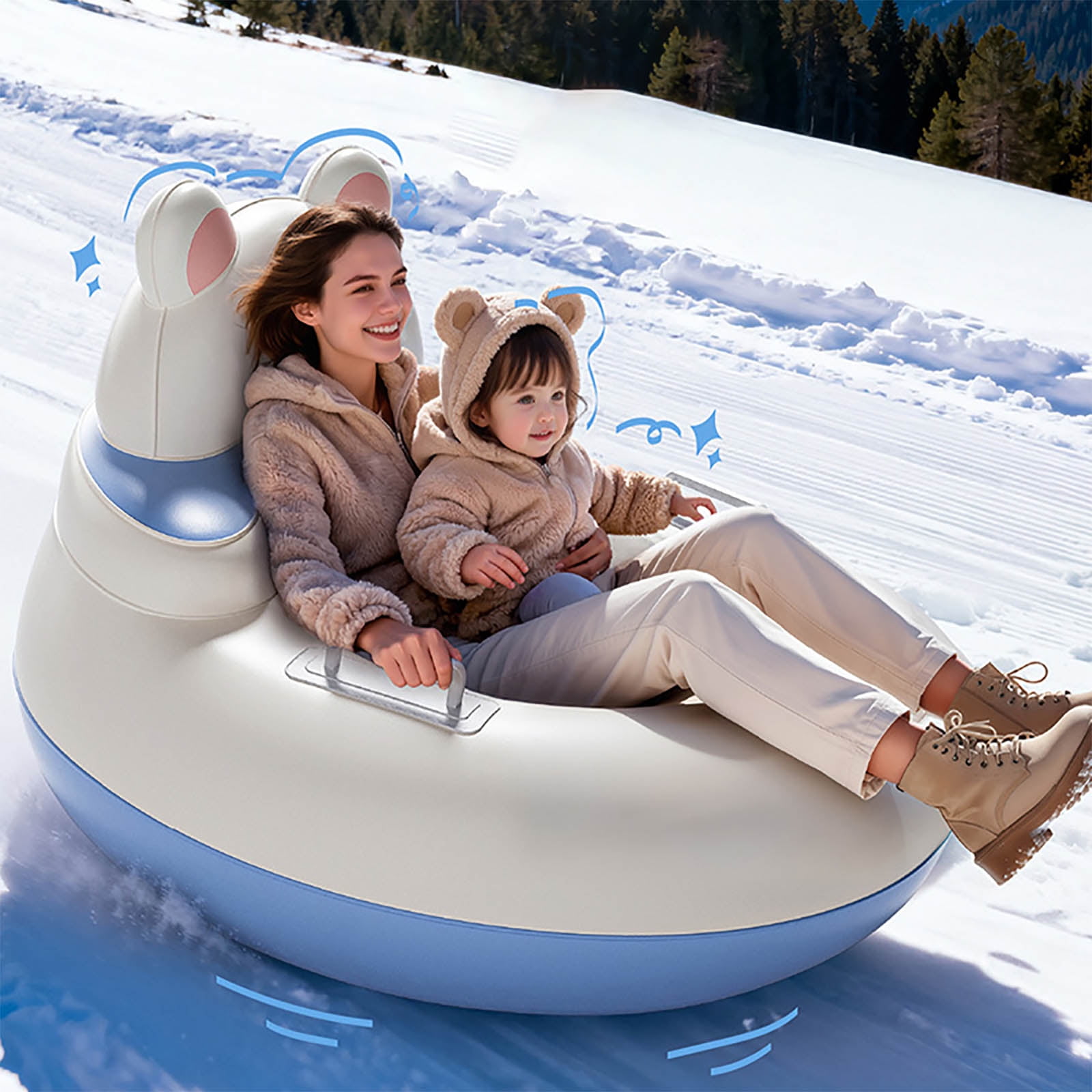 Snow Tube Sled—Effortless Inflation System, Inflatable Sledding Toy With Handles, Fun Winter Outdoor Toys, Suitable For Family Outdoor Skiing