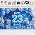 thumbnail image 3 of Blue Theme Happy 23rd Birthday Banner Decorative Elements for Birthday Celebration Party Decoration Indoor Event, 3 of 8