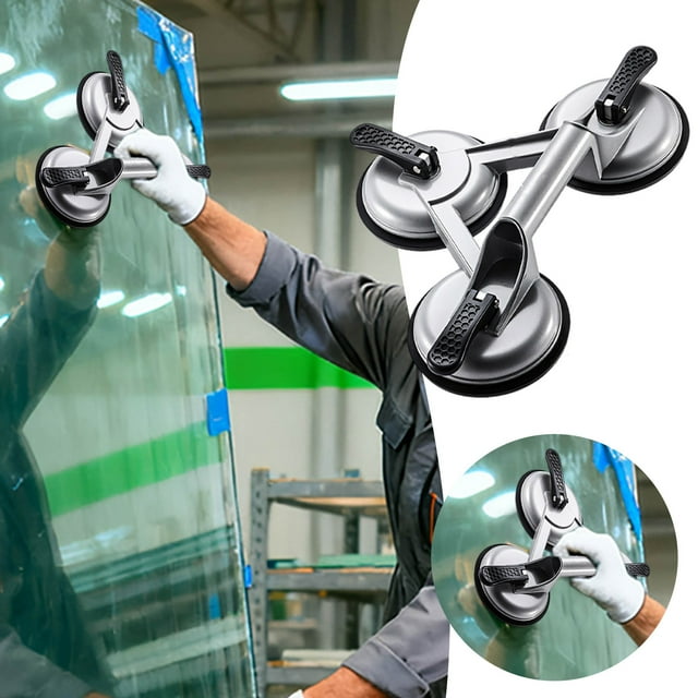 BKER Heavy Duty Triple Grip Suction Cup For Tempered Glass Secure With Strong Aluminum Alloy Base