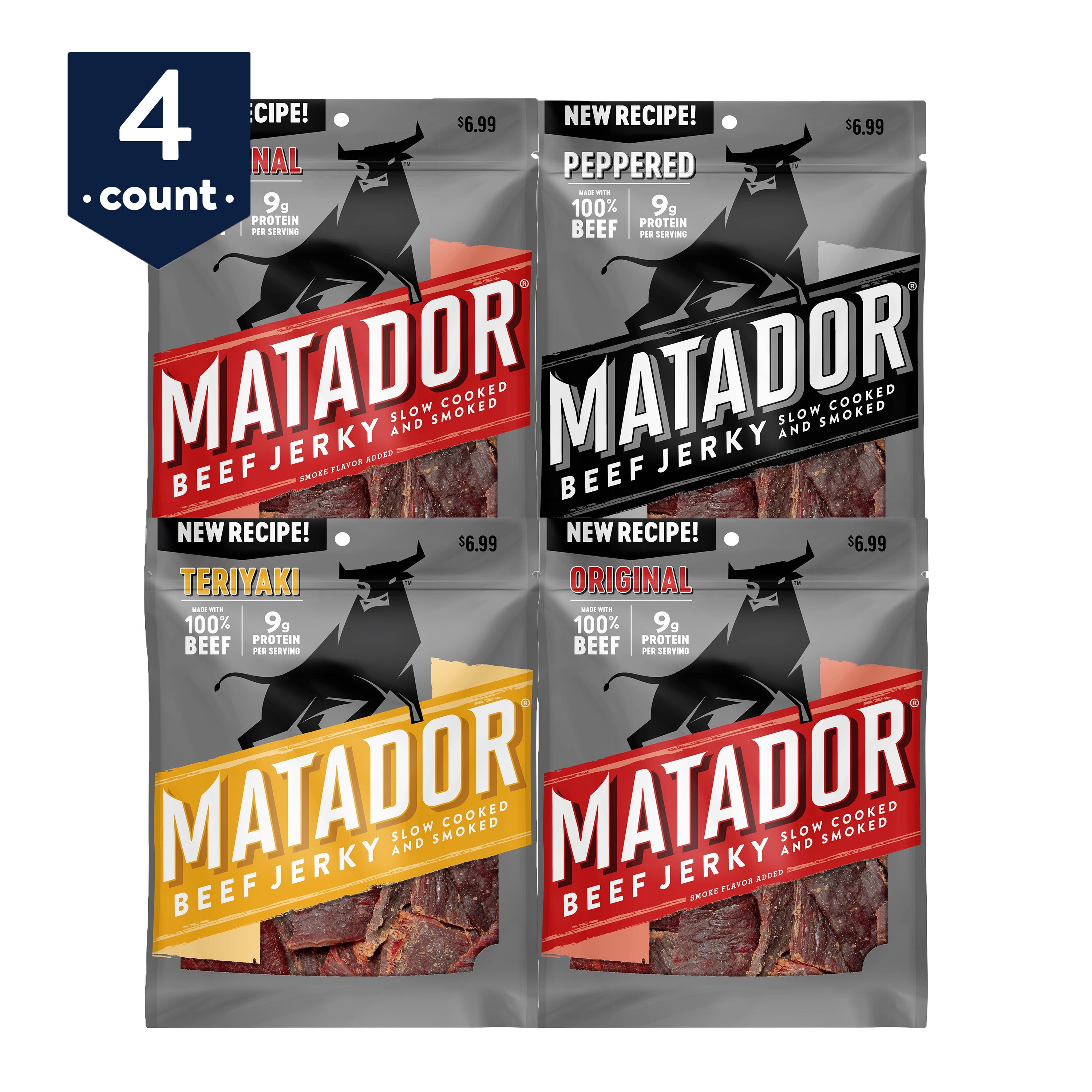 Matador Jerky Variety Pack, 3 oz Bags, 4 Count
