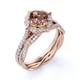 thumbnail image 4 of JeenMata Conjunto Nupcial de Morganita Creada en Talla Cojín de 2 Quilates - Conjunto Nupcial - Conjunto de Trío Nupcial - Anillo Infinito - Anillo de Halo - Oro Rosa de 18 K sobre Plata, 4 of 6