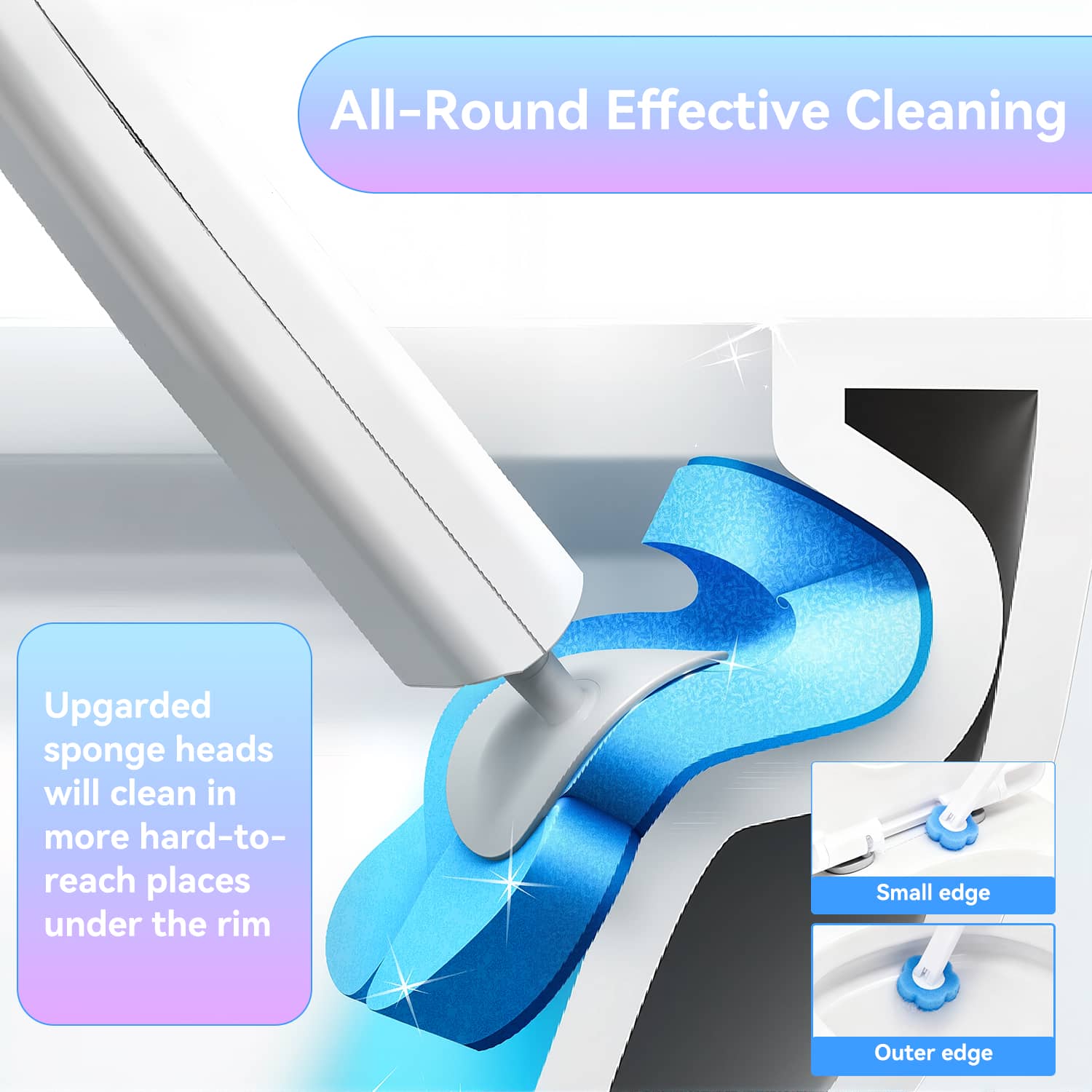 SZZJKJ Disposable Toilet Brush Cleaner & Holder with 48  toilet cleaner refill pads