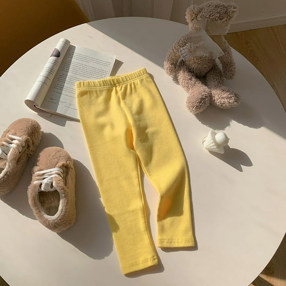 Bysome Girls Pants Childrens Baby Cute Leisure Pants Soft Leggings Toddlers Wear Trousers Light Yellow Size 12-24 Months