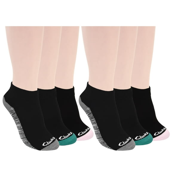 Clarks Women's Half Cushion Low Cut Socks 6 Pair, Black, Women's 4-10 Shoe