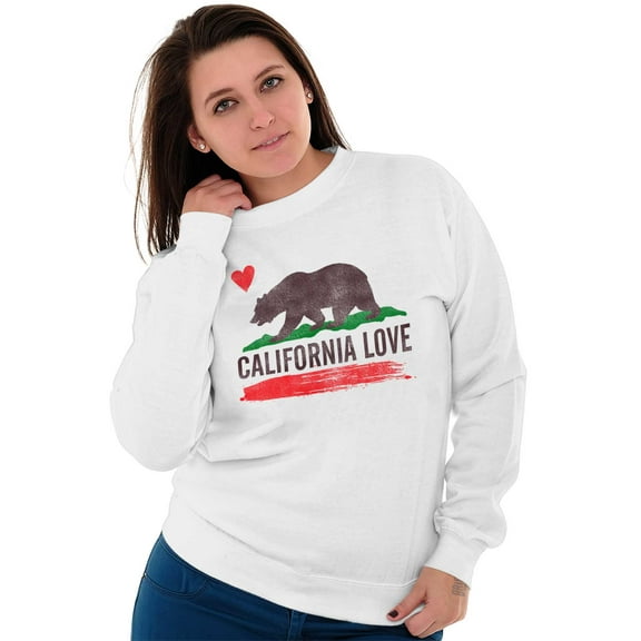 Flag Crewneck Sweat Shirts Sweatshirts CA Love Bear California Vacation Souvenir