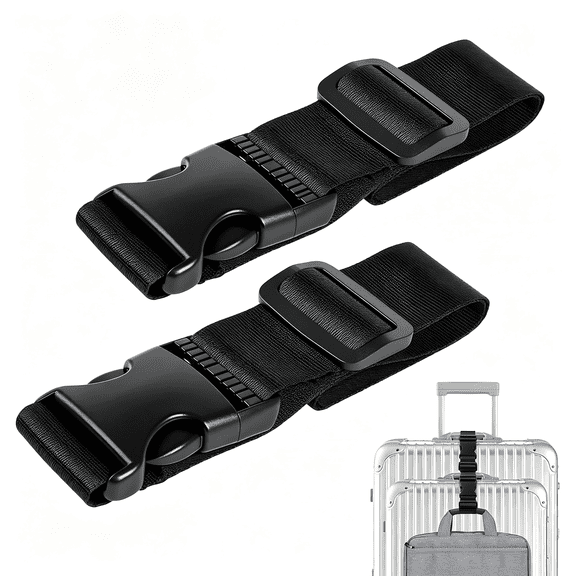 AOMRCOL Luggage Straps for Suitcases Tsa Approved,Straps with S,Adjustable Luggage Connector Straps for Suitcases-Connect 3 Luggages,Fanny Pack Extender Strap (2Pcs Black)