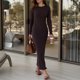 thumbnail image 1 of Vestido de punto ajustado de Color sólido para primavera y otoño para mujer, vestido acanalado de manga larga con cuello redondo, vestido largo ajustado, 1 of 5