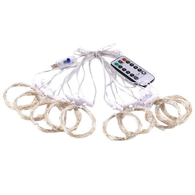Luzes de Cuerda Al Aire Libre Cortina Raya Luz 300Led 8 Modos Cálido Blanco Decoración Led Luces de Cuerda