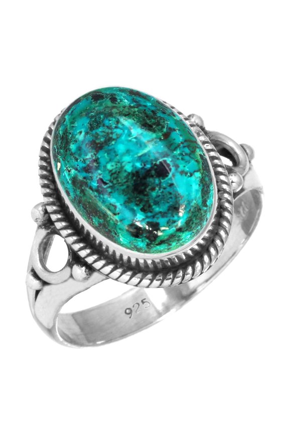 925 Sterling Silver Women Jewelry Natural Shattuckite Ring