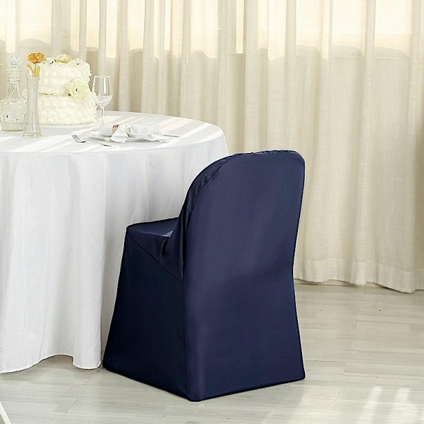 BalsaCircle 100 pcs Navy Blue Polyester Folding Chair Covers Linens for ...