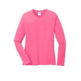 thumbnail image 5 of Port & Company Ladies Long Sleeve Core Cotton Tee-L (Neon Pink), 5 of 6