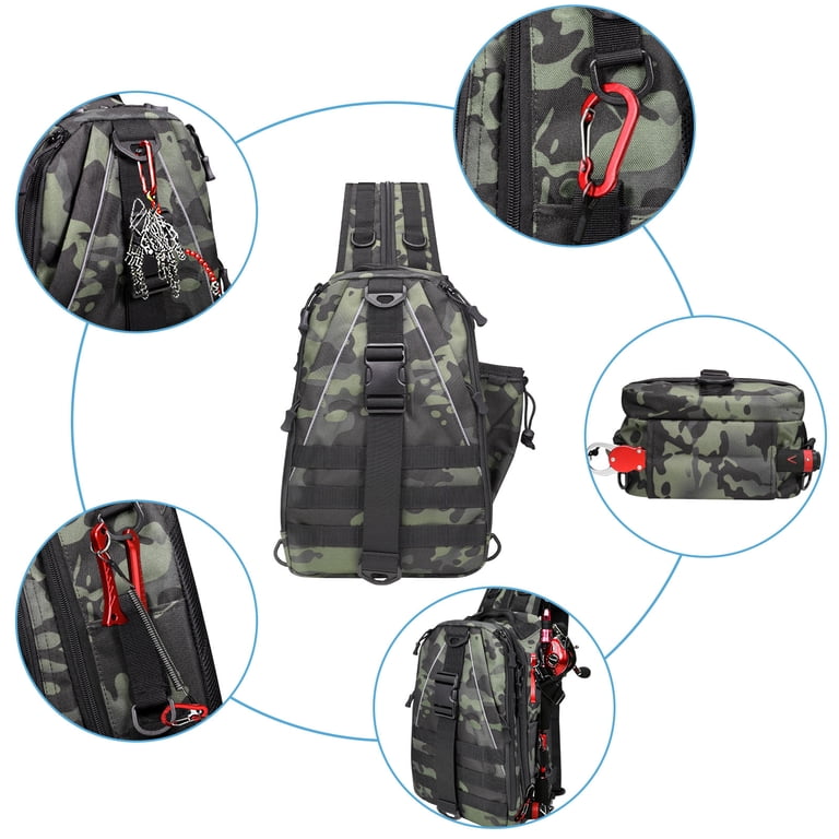 bullet proof tackle bag Rugged Fishing Backpack for 8 Rods and tournament days. Tactical Fishing Shoulder Bag Bag