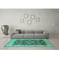 thumbnail image 3 of Ahgly Company Machine Washable Indoor Rectangle Oriental Turquoise Blue Traditional Area Rugs, 7' x 10', 3 of 4