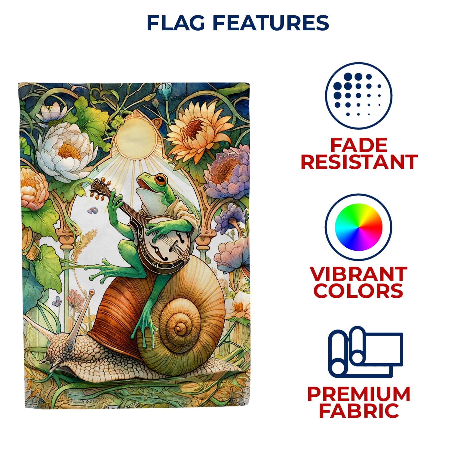 America Forever Funny Frog House Flag, 28x40 inch Double Sided, Snail Flower Seasonal Home Decor Animal Welcome Spring Summer Yard Flags for Outdoor Patio Lawn Party Decorations