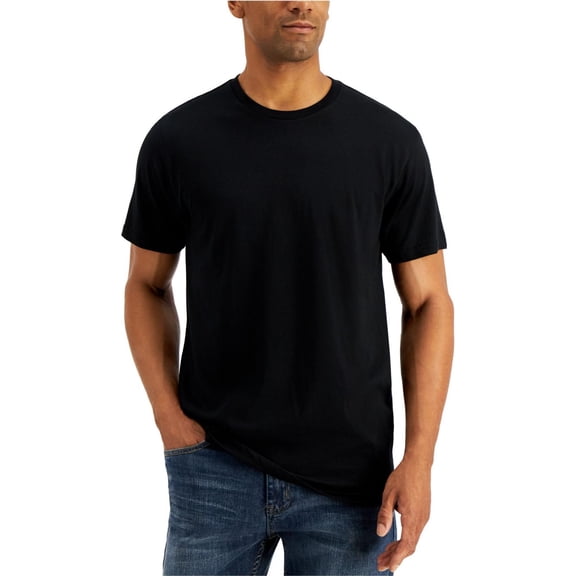Alfani Mens Plain Basic T-Shirt, Black, XX-Large