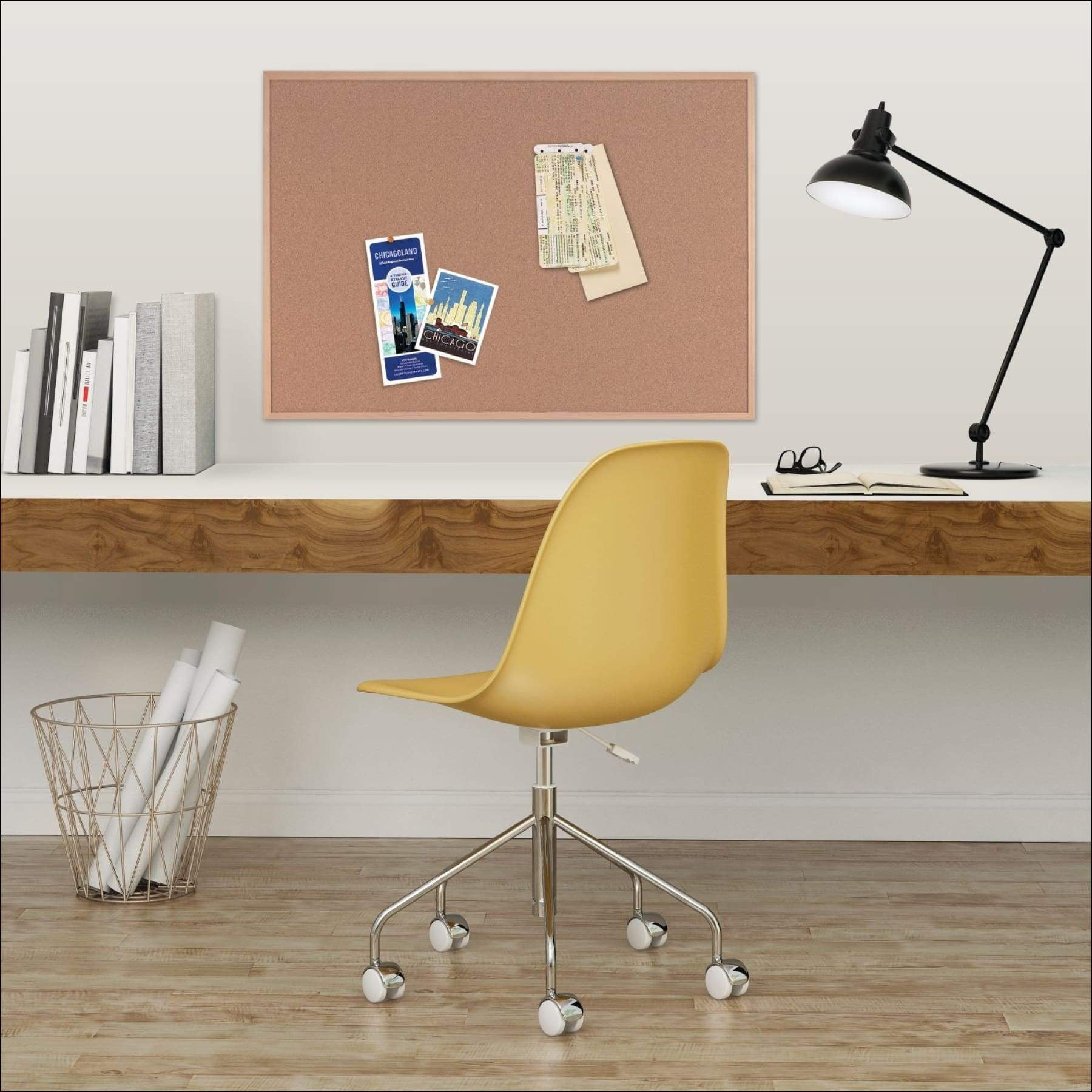 Quartet Natural Cork Bulletin Board with Maple Frame